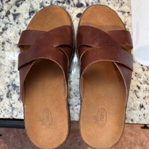 Chaco Wayfarer Slide Leather Sandals Toffee size 8 Like New!